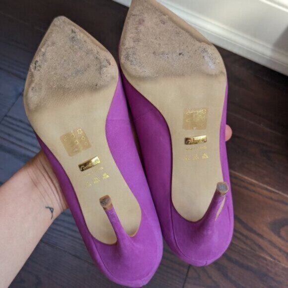 L'Intervalle purple leather stilletto pointed toe heels - Picture 6 of 8
